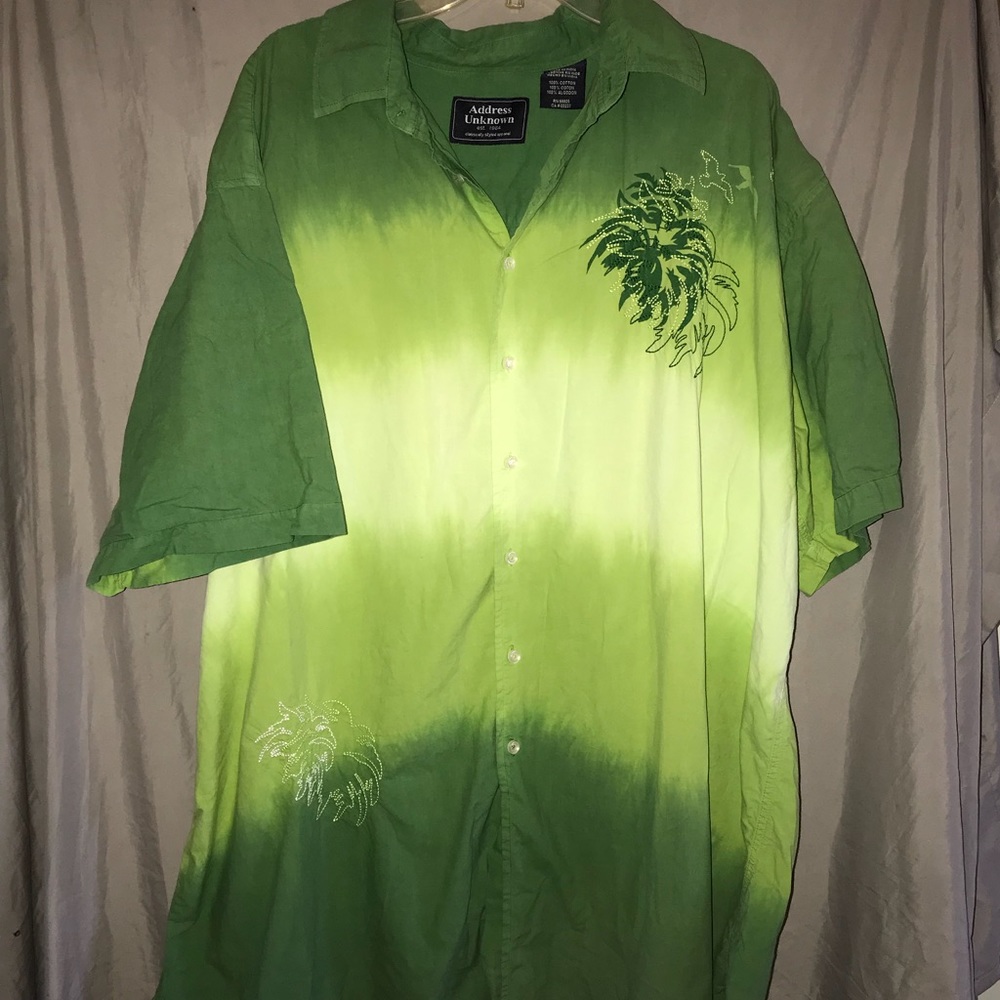 Men’s Green Ombré Button Up Shirt Big & Tall